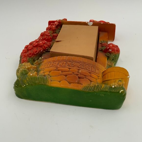 VINTAGE 1953 MILLER STUDIO CHALKWARE WISHING WELL NOTE PAD HOLDER ORG PAD - Picture 5 of 10
